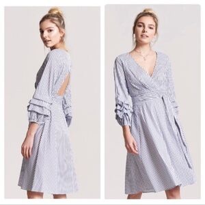 F21 striped long sleeve midi dress